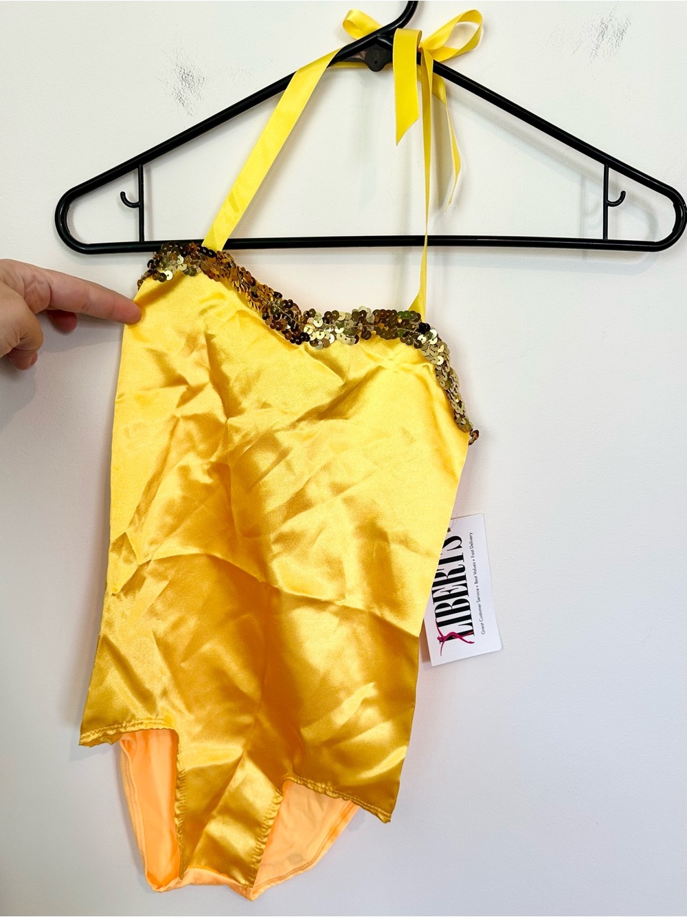 NWT Liberts Yellow Sequin Trim Girls' Leotard Dance Costume - Size: SC